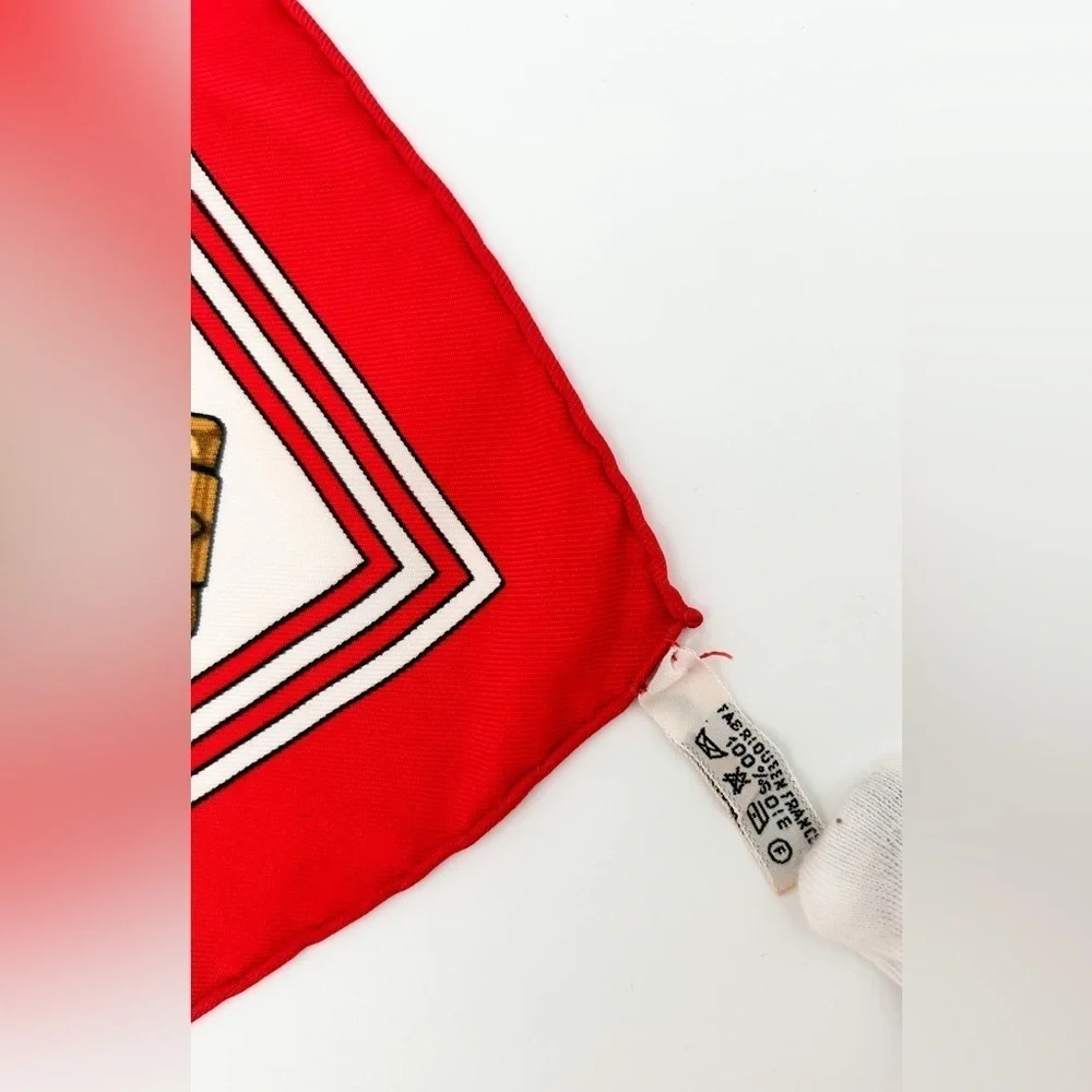 HERMES Paris Authentic 100% Silk Carre 90 J. Metz Les Sangles Rare Red Border - Picture 5 of 16
